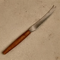 ostekniv rustfrit stål teaktræ skaft  Erik S. Angelo dansk kniv retro kniv